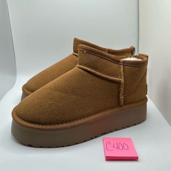 YSP Women's Genuine pull on platform boot 10 CHESTNUT - Picture 3 of 7